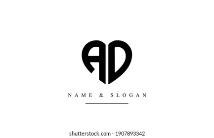 AD DA abstract vector logo monogram template