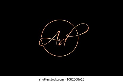 Ad dA Circular Cursive Letter Initial Logo Design