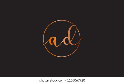 ad da Circular Cursive Letter Initial Logo Design Template Vector Illustration