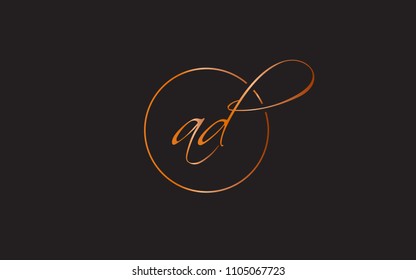 ad da Circular Cursive Letter Initial Logo Design Template Vector Illustration