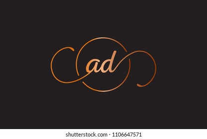 ad da a d Circular Cursive Letter Initial Logo Design Template Vector Illustration