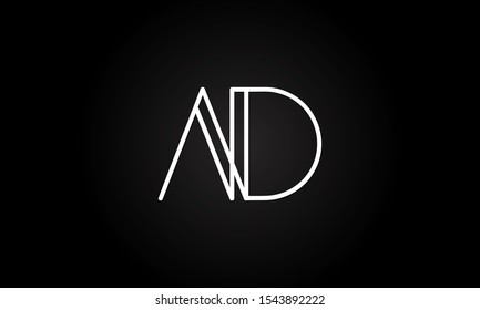 AD or DA initial based letter icon logo Unique modern creative elegant geometric fashion brands black and white color