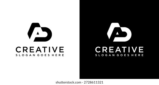 Vetor de design de logotipo com letra inicial AD ou DA