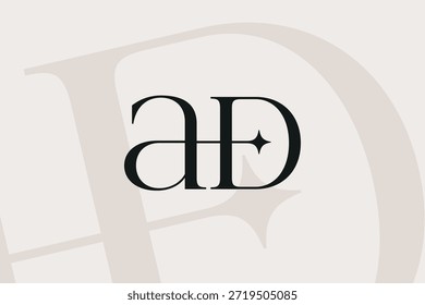 Diseño de icono de logotipo de letra AD o DA. Monograma de las iniciales de lujo de estilo clásico.