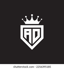 AD- oder DA-Logo-Monogramm-Symbol-Schild mit Kronform-Design-Vektorgrafik