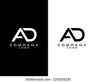 ad, da modern initial logo design vector, with white and black color that can be used for any creative business.