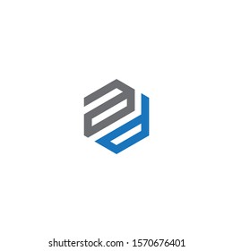 AD or DA monogram style unique logo design with blue and grey.