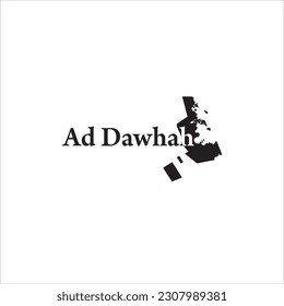 Ad Dawhah map and black lettering design on white background