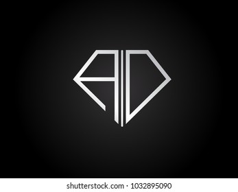 AD diamond shape silver color design