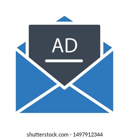 ad email glyph colour vector icon