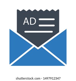 ad email glyph colour vector icon