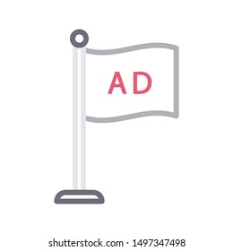 ad flag colour line vetor icon