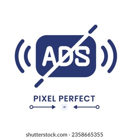 Ad free content black solid desktop icon. Streaming service without commercials. Pixel perfect, outline 4px. Silhouette symbol on white space. Glyph pictogram. Isolated vector image