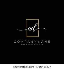 AD handwriting initial  logo template vector.
