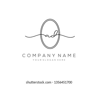 AD handwriting initial  logo vector