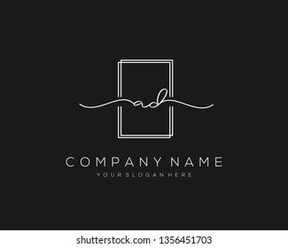 AD handwriting initial  logo vector