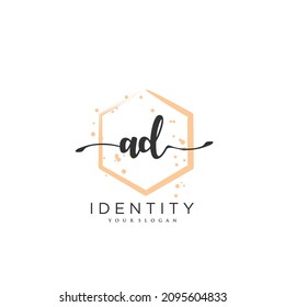 AD Handwriting logo vector of initial signature, wedding, fashion, jewerly, boutique, floral and botanical with creative template for any company or business.