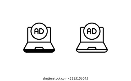 Diseño de iconos de anuncios con ilustración de fondo blanco