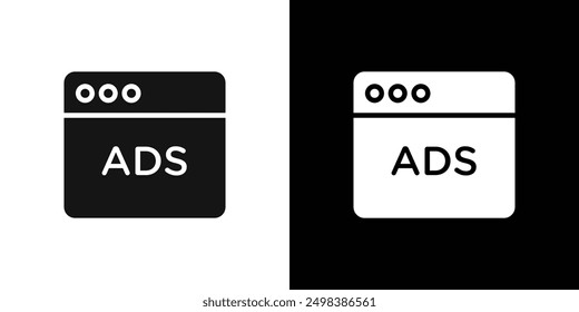 Conjunto de símbolos de línea plana de icono de anuncio.