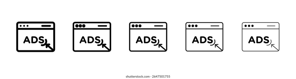 Ad icon graphic set. trendy stroke line style