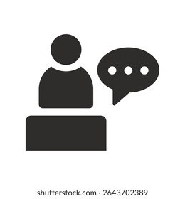 ad icon, person symbol, flat vector illustration on white background