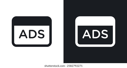 Ad icons set vectors black and colored style