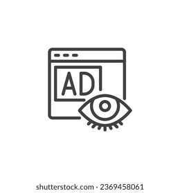 Ad Impression line icon. Advertisement monitoring linear style sign for mobile concept and web design. Digital advertising outline vector icon. Symbol, logo illustration. Vector graphics