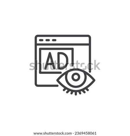 Ad Impression line icon. Advertisement monitoring linear style sign for mobile concept and web design. Digital advertising outline vector icon. Symbol, logo illustration. Vector graphics