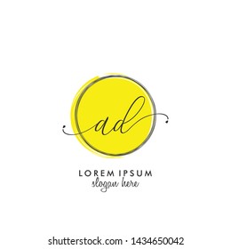 AD Initial beauty monogram logo vector