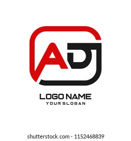 AD initial box letter logo template vector