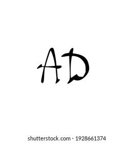 logotipo de escritura manual inicial de AD para identidad