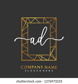 AD Initial Handwriting logo template vector