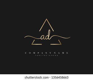 AD initial handwriting logo template vector