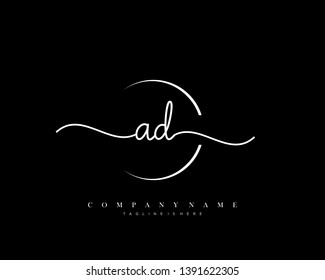 AD initial handwriting logo template vector