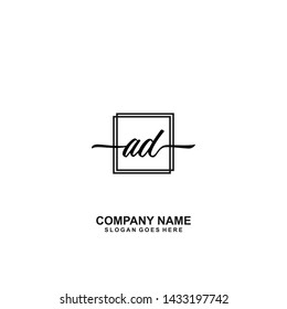AD Initial handwriting logo template vector