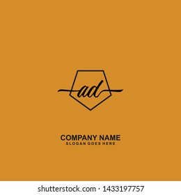 AD Initial handwriting logo template vector