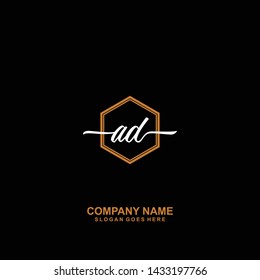 AD Initial handwriting logo template vector