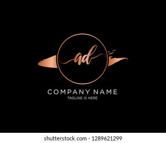 AD initial handwriting logo vector