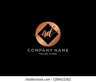 AD initial handwriting logo vector