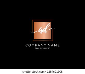 AD initial handwriting logo vector