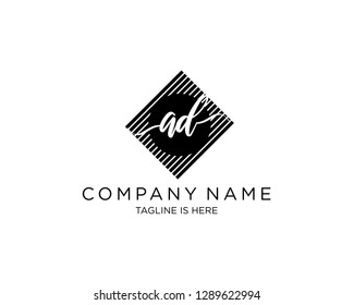 AD Initial handwriting logo vector