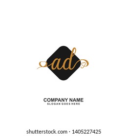 AD Initial handwriting logo vector