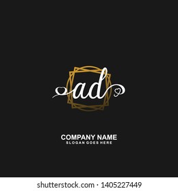AD Initial handwriting logo vector