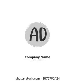 AD Initial handwriting and signature logo design with circle. Beautiful design handwritten logo for fashion, team, wedding, luxury logo.