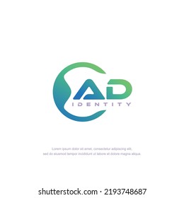 AD Initial letter circular line logo template vector with gradient color blend