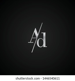 AD initial letter elegant Logo template vector creative business black and silver color based
