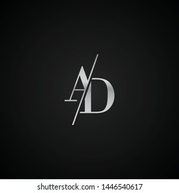 AD initial letter elegant Logo template vector creative business black and silver color based