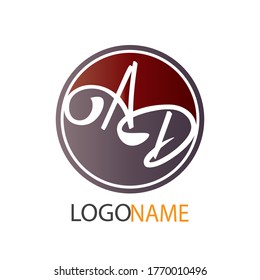 AD. Initial letter logo "A". "AD" logo design. typography letter "AD" inside the circle on the white background.