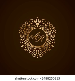 AD initial letter logo with ornament heart shape