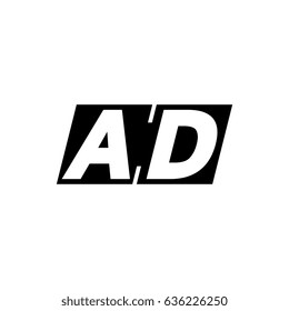 AD initial letter logo square black